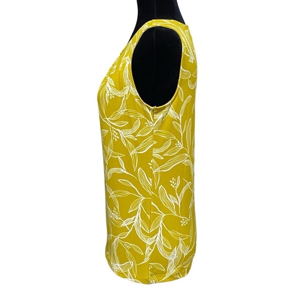 Ann Taylor Mustard Yellow Sleeveless Blouse Small NWT Floral Leaf Print Summer - Picture 3 of 7